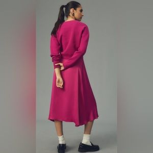 Long-Sleeve Twofer Sweater Midi Dress